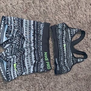 aztec print nike pros and sports bra set